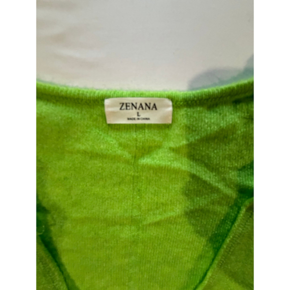 Zenana Lime Green Oversized Cardigan Sweater Large NWOT Fuzzy Knit V-Neck Button - Picture 4 of 9